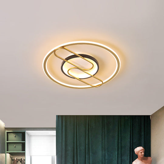 Simplicity Ring and Oval LED Ceiling Light in Gold, 16"/19.5" Wide - Ideal for Sleeping Rooms