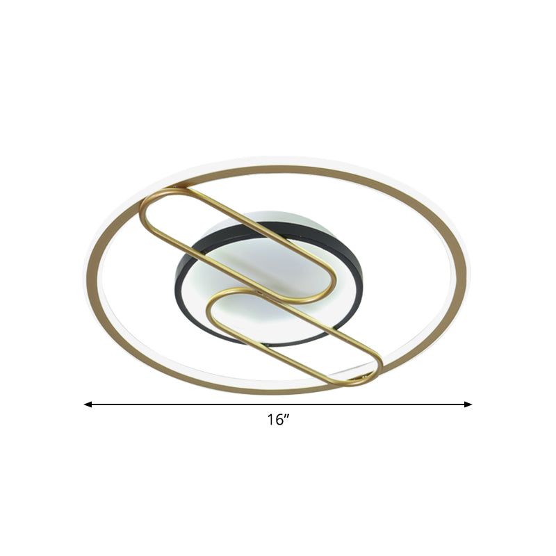 Simplicity Ring and Oval LED Ceiling Light in Gold, 16"/19.5" Wide - Ideal for Sleeping Rooms