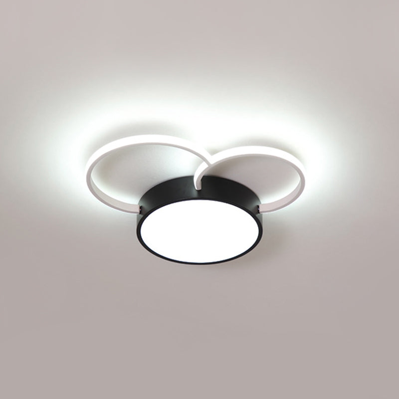 Black-White Round LED Flush Mount Ceiling Lamp, Modern Metal, Multiple Sizes (16"/19.5"/23.5") - Bedroom Lighting