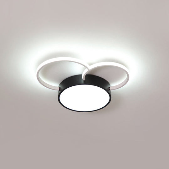 Black-White Round Led Flush Mount Ceiling Lamp Modern Metal Multiple Sizes (16/19.5/23.5) - Bedroom