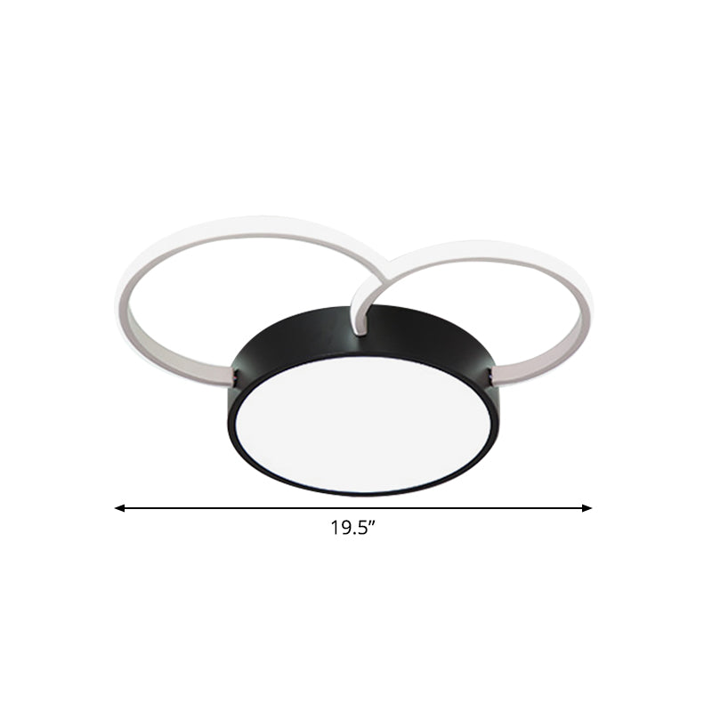 Black-White Round LED Flush Mount Ceiling Lamp, Modern Metal, Multiple Sizes (16"/19.5"/23.5") - Bedroom Lighting