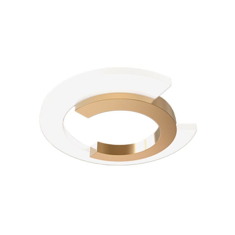 Gold LED Flush Mount Ceiling Light with Modern Acrylic Shade for Bedroom