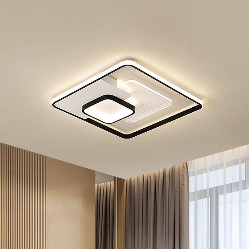 Modern Acrylic LED Flush Mount Ceiling Light in Black - 16.5"/20.5" Width