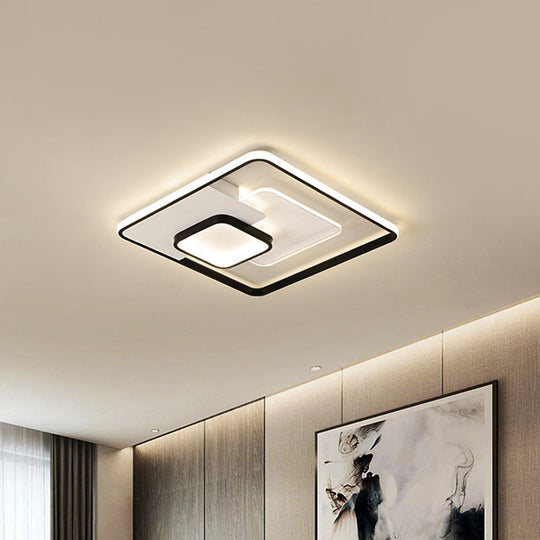 Modern Acrylic LED Flush Mount Ceiling Light in Black - 16.5"/20.5" Width