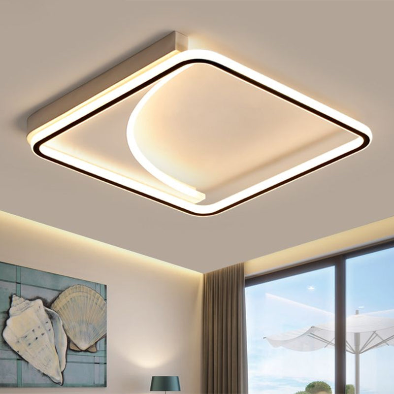 Metal Square Led Flushmount Lighting In Black 16.5/20.5 Wide - Modern Flush Light Fixture / 16.5