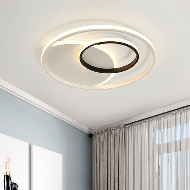 Modern Metallic Led Ceiling Light - Round 16.5/20.5 Wide White Flushmount / 16.5