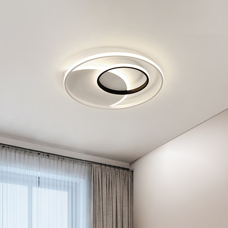 Modern Metallic LED Ceiling Light - Round, 16.5"/20.5" Wide, White Flushmount