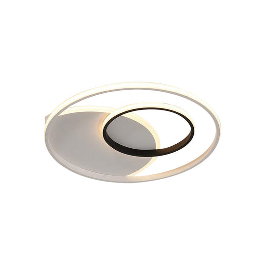 Modern Metallic LED Ceiling Light - Round, 16.5"/20.5" Wide, White Flushmount