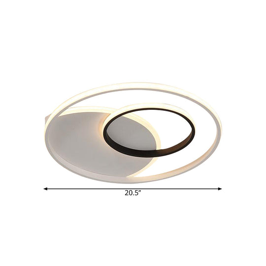 Modern Metallic LED Ceiling Light - Round, 16.5"/20.5" Wide, White Flushmount