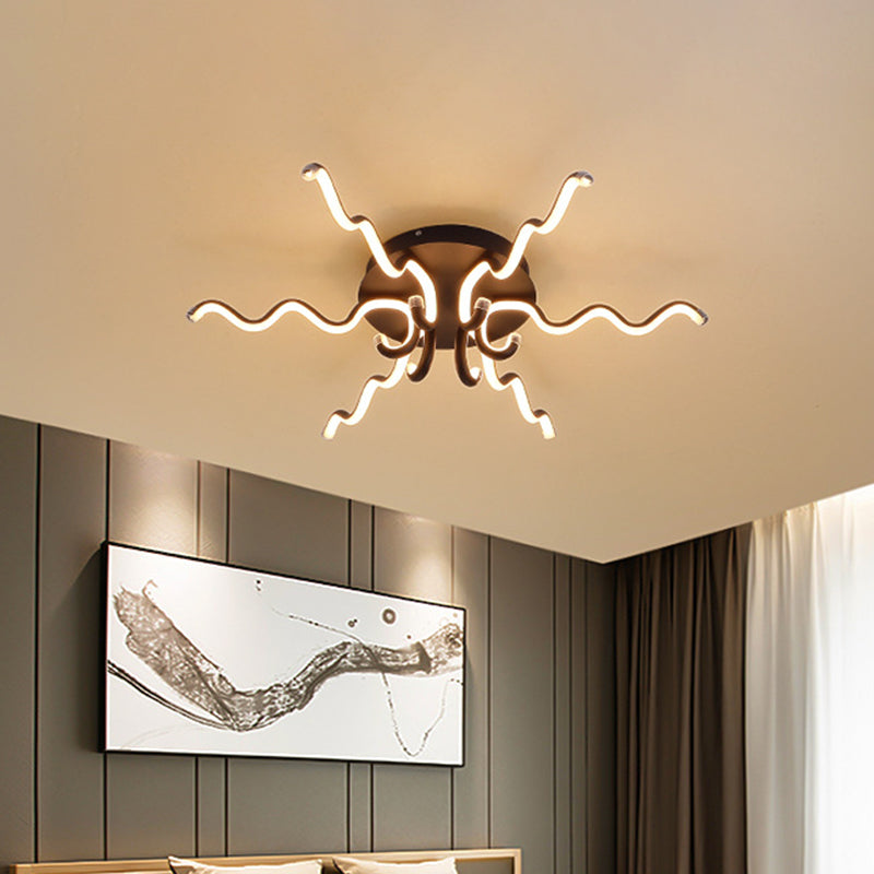 Nordic LED Black Flush Ceiling Light in Warm/White for a Serene Bedroom Ambiance