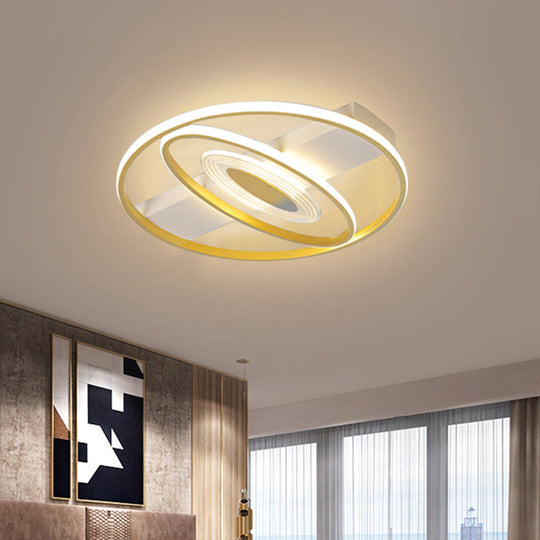 Geometric Flush Mount LED Ceiling Light in Minimal Metal Gold - 16.5"/20.5" W