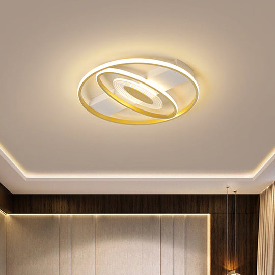 Geometric Flush Mount LED Ceiling Light in Minimal Metal Gold - 16.5"/20.5" W