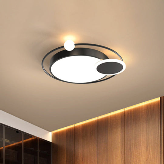 Black/Gold Led Ceiling Light Fixture For Bedroom In Warm/White - Round Flush Mount Acrylic 16.5/20.5