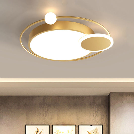 Black/Gold Led Ceiling Light Fixture For Bedroom In Warm/White - Round Flush Mount Acrylic 16.5/20.5