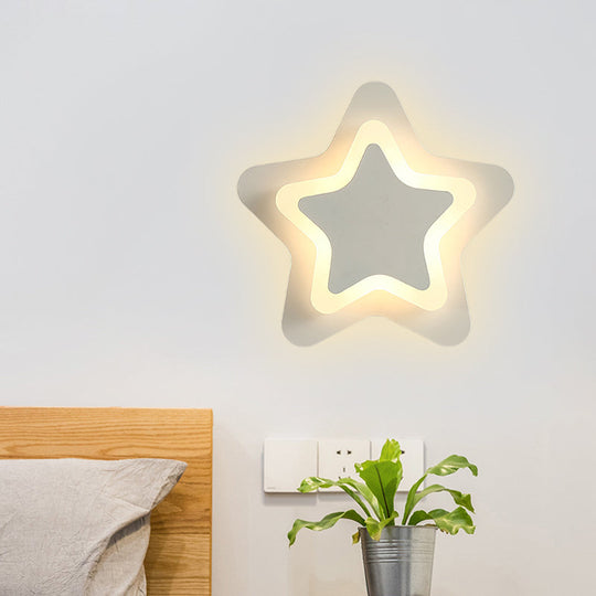 Modern Led Star Wall Sconce In Scandinavian Style - Black/White Flush Mount Fixture With Acrylic