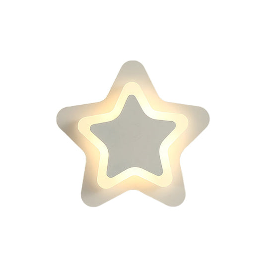 Modern Led Star Wall Sconce In Scandinavian Style - Black/White Flush Mount Fixture With Acrylic