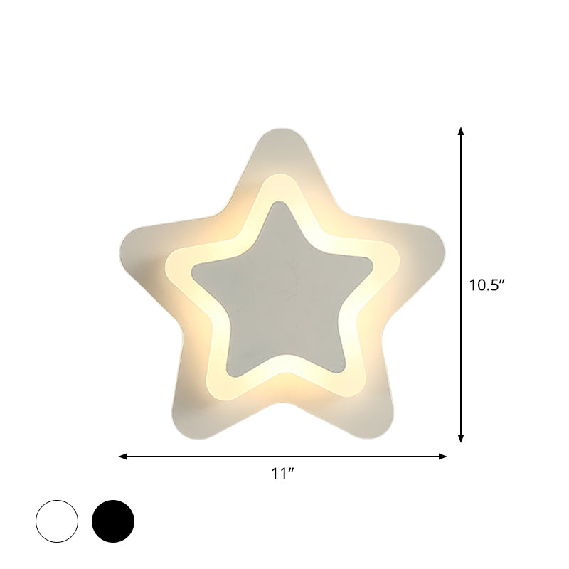 Modern Led Star Wall Sconce In Scandinavian Style - Black/White Flush Mount Fixture With Acrylic