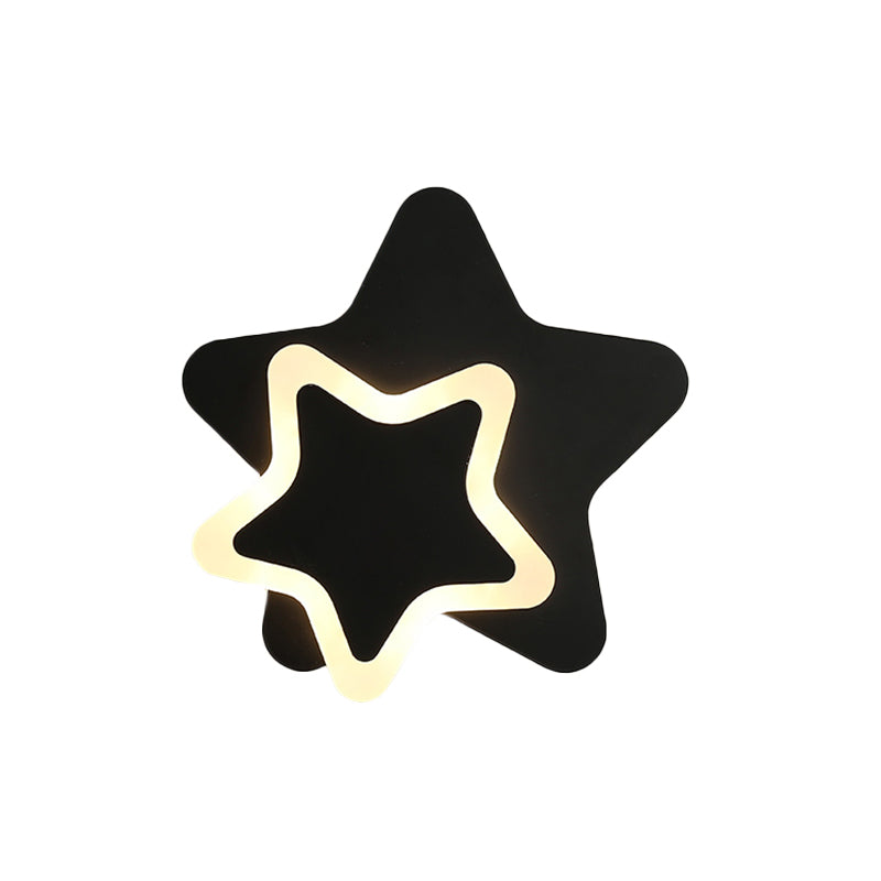 Modern Led Star Wall Sconce In Scandinavian Style - Black/White Flush Mount Fixture With Acrylic