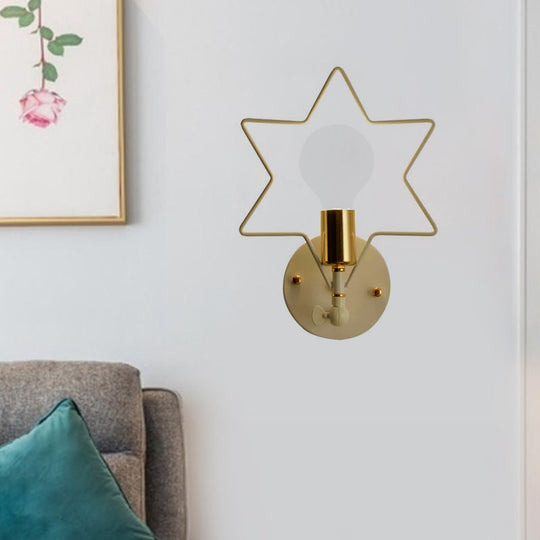 Metal Wall Lamp - Simple Style And 1 Light Mounted In White For Study Room Star Flower Or Loving