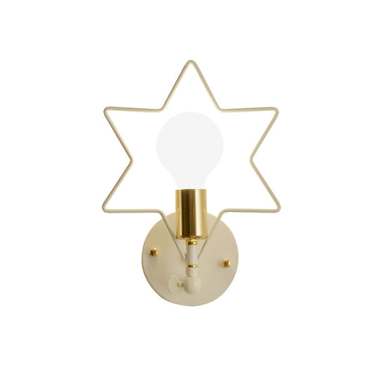 Metal Wall Lamp - Simple Style And 1 Light Mounted In White For Study Room Star Flower Or Loving