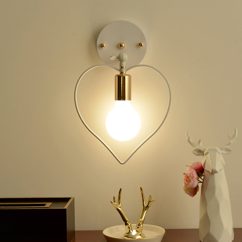 Metal Wall Lamp - Simple Style And 1 Light Mounted In White For Study Room Star Flower Or Loving