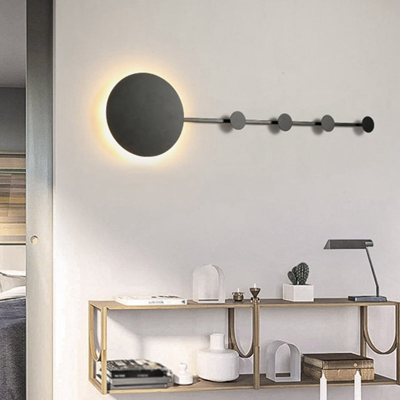 Modern Metal Circle Wall Mount Led Sconce In Black/White With Warm/White Light Black / Warm