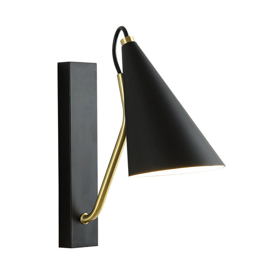 Modern Black Tapered Wall Lighting Fixture - Stylish Metallic Mounted Lamp For Dining Room 1 Light