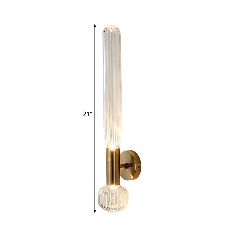 Modern Clear Glass Led Nordic Wall Light In Gold For Bedroom