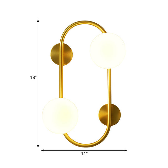 Modern Milk Glass Led Wall Mount Lamp With Brass Finish - Ideal For Bedroom Lighting