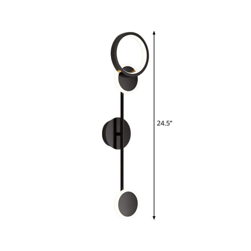 Contemporary Led Wall Sconce In Metallic Round Design - Black 2/3/4 Lights