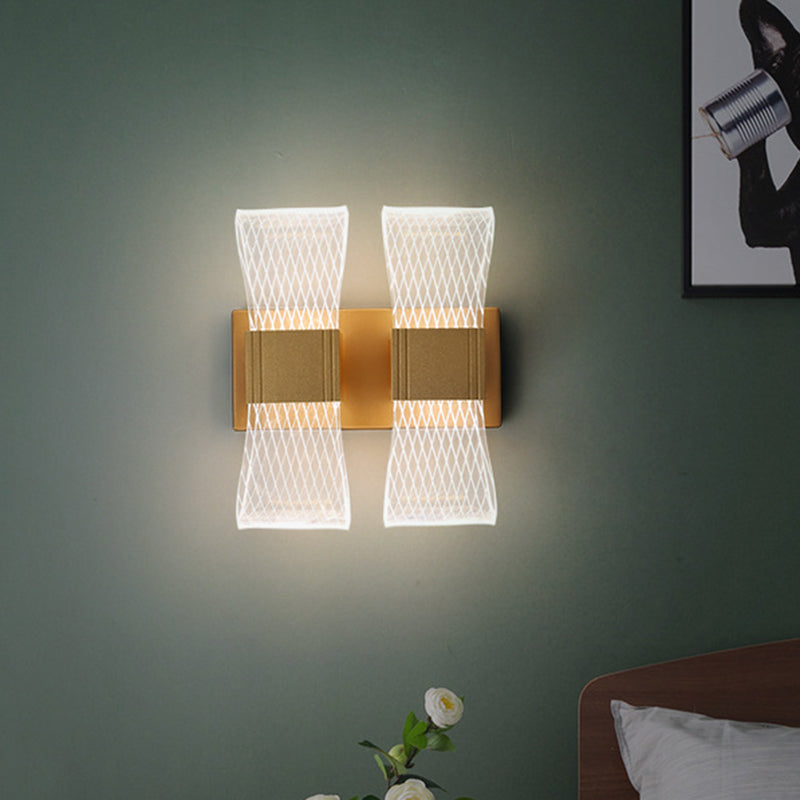 Nordic Bowknot-Style Acrylic Led Wall Light: 1/2 Bulb Gold Sconce Lighting (Warm/White)