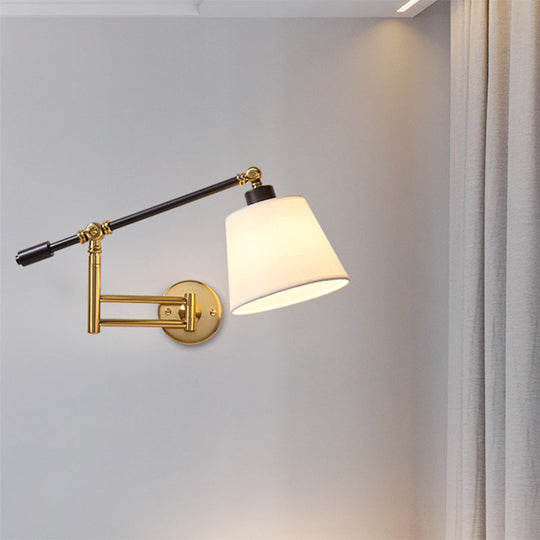 Modernist 1-Light Metallic Wall Light Fixture With Adjustable Shade - Black/White Mount Lamp