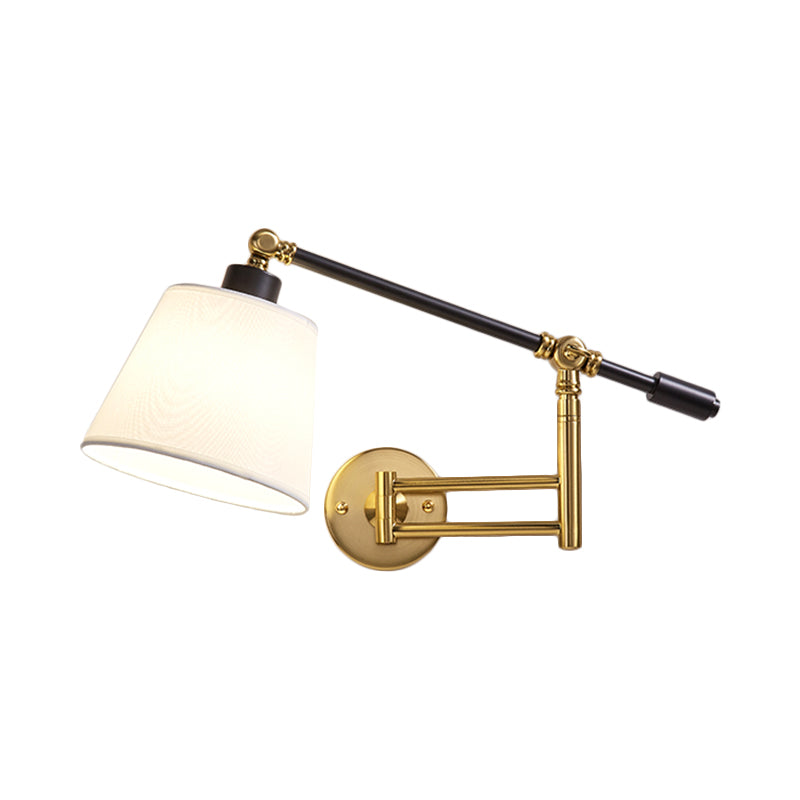 Modernist 1-Light Metallic Wall Light Fixture With Adjustable Shade - Black/White Mount Lamp