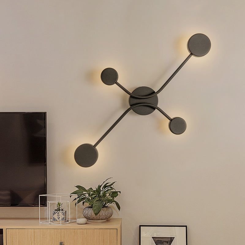 Contemporary Black Metallic Led Wall Mount Lamp - Warm/White Light Fixture / White