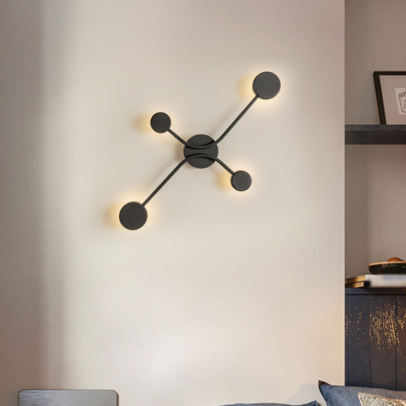 Contemporary Black Metallic Led Wall Mount Lamp - Warm/White Light Fixture