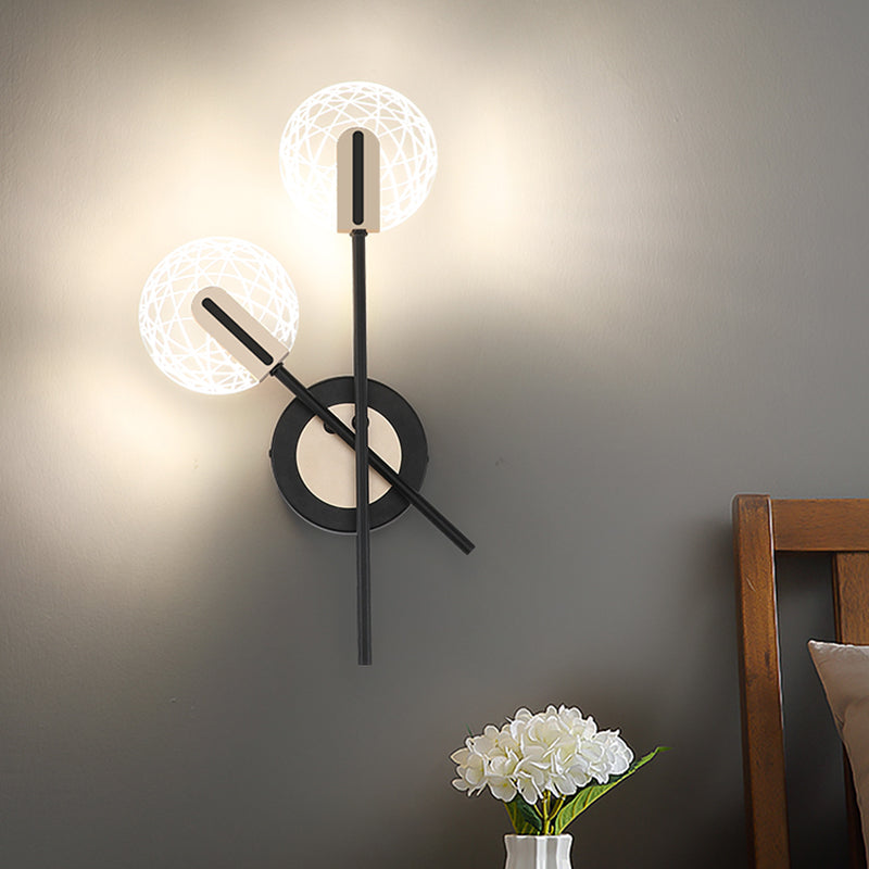 Modern Led Black Rounded Wall Sconce Lighting In Warm/White Light / White