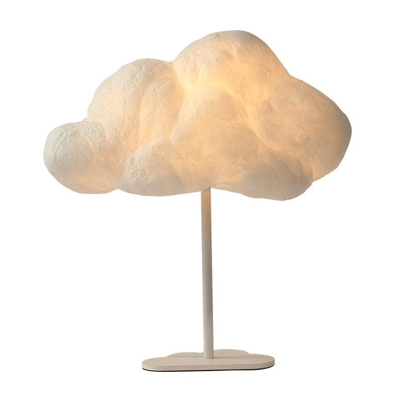 Silk Cloud Night Table Lamp: Minimalist 1 Light White Task Lighting For Childrens Bedroom