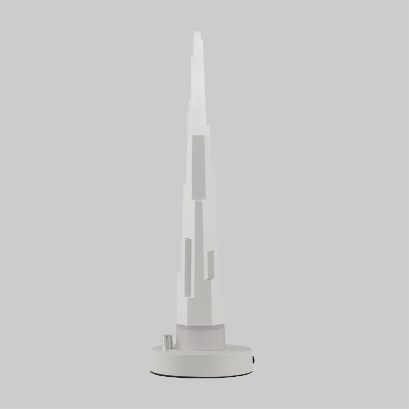 Modern Burj Tower Nightstand Lamp: Acrylic Led Table Light In White/Gold For Study Room