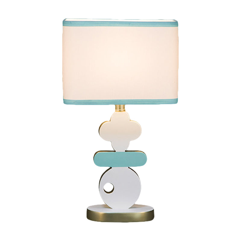 Giovanna - Modern Single Light Bedside Night Lamp Modern Blue/Green Reading Task Lighting with Barrel Fabric Shade