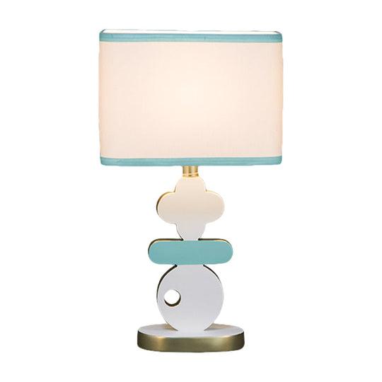 Giovanna - Modern Single Light Bedside Night Lamp Modern Blue/Green Reading Task Lighting with Barrel Fabric Shade