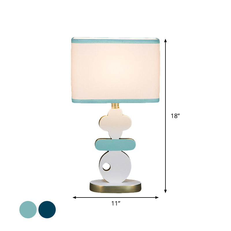 Giovanna - Modern Single Light Bedside Night Lamp Modern Blue/Green Reading Task Lighting with Barrel Fabric Shade