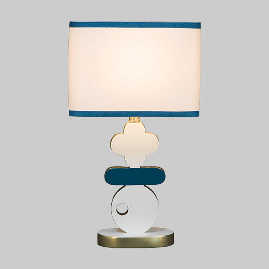 Giovanna - Modern Single Light Bedside Night Lamp Modern Blue/Green Reading Task Lighting with Barrel Fabric Shade