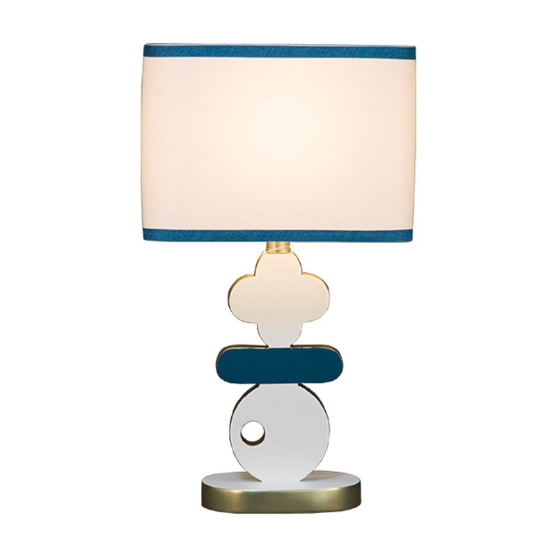 Giovanna - Modern Single Light Bedside Night Lamp Modern Blue/Green Reading Task Lighting with Barrel Fabric Shade