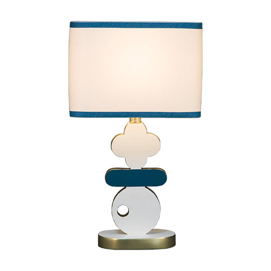 Giovanna - Modern Single Light Bedside Night Lamp Modern Blue/Green Reading Task Lighting with Barrel Fabric Shade