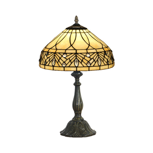 Baroque Brass Tapered Glass Night Table Lamp With 1-Head For Bedroom