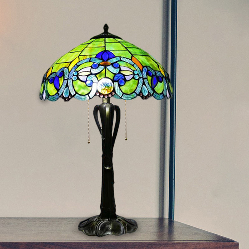 Victorian Cut Glass Cone/Dome Nightstand Lamp With Blossom Pattern