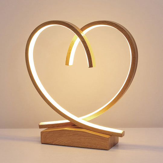 Sleek Wooden Night Table Light: Loving Heart Design Led Desk Lighting For Bedrooms Black/White/Wood