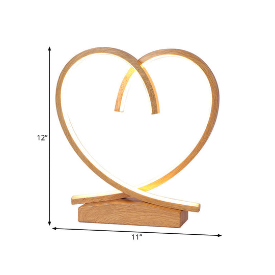 Sleek Wooden Night Table Light: Loving Heart Design Led Desk Lighting For Bedrooms Black/White/Wood