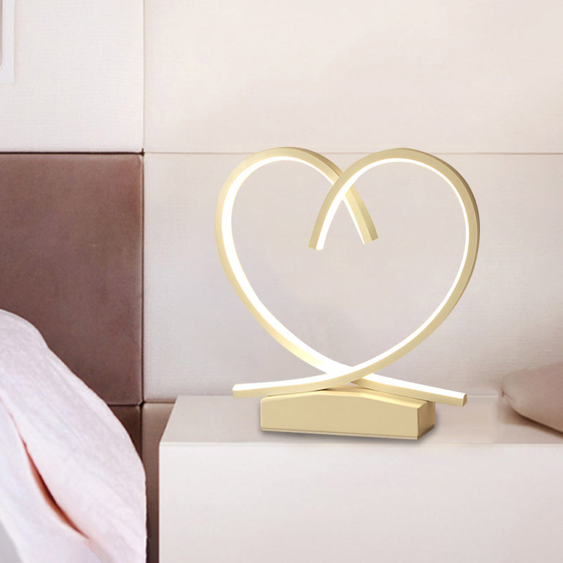 Sleek Wooden Night Table Light: Loving Heart Design Led Desk Lighting For Bedrooms Black/White/Wood