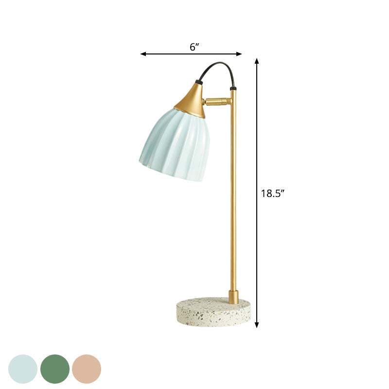 Kids Style Porcelain Dome Desk Lamp 1 Light Night Lighting With Adjustable Joint In Pink/Blue/Green